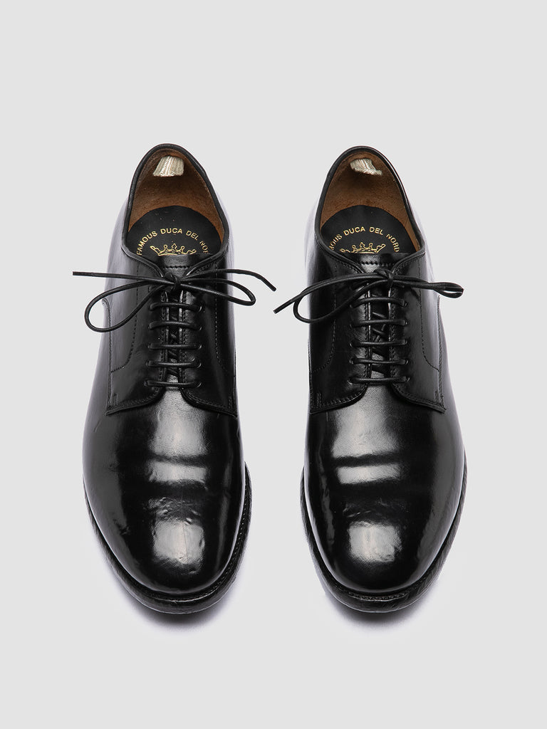 PRINCE 606 - Black Leather Derby Shoes