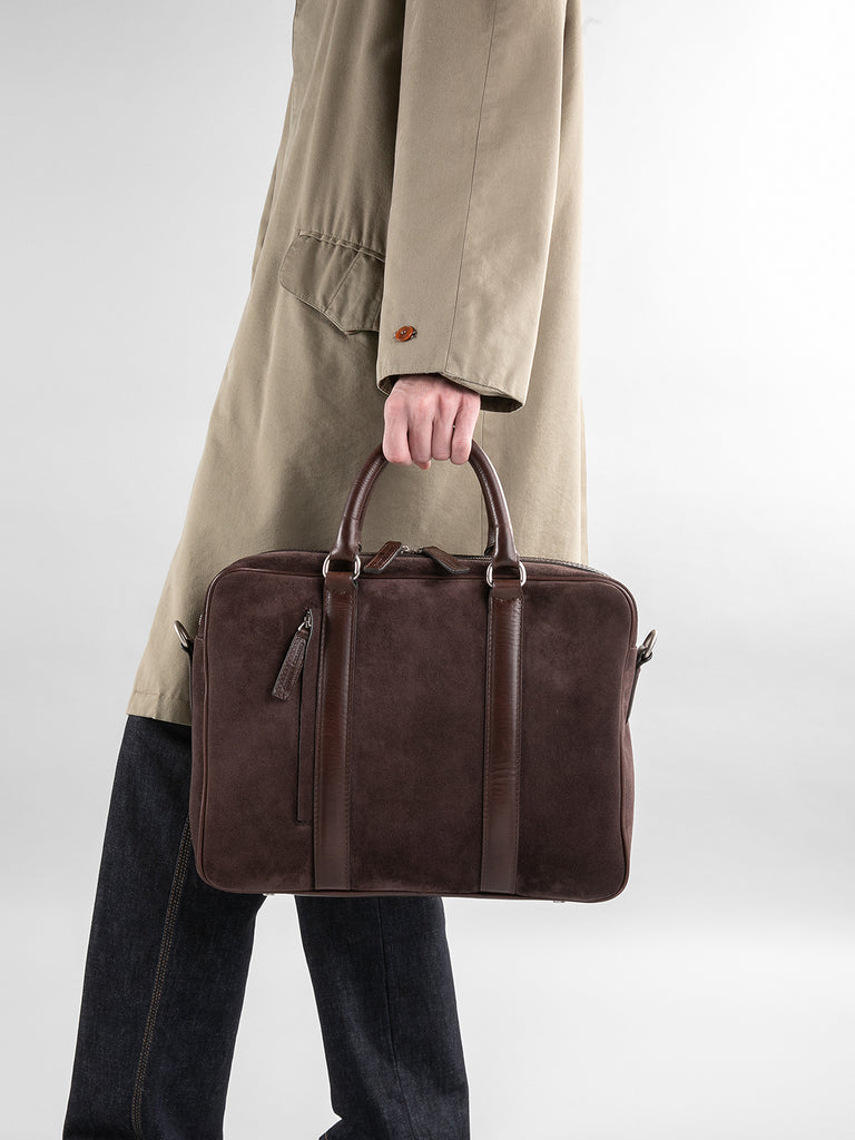 QUENTIN 010 - Brown Suede and Leather Bag