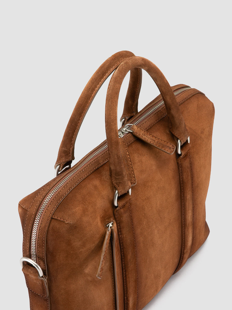 QUENTIN 019 - Brown Suede Briefcase