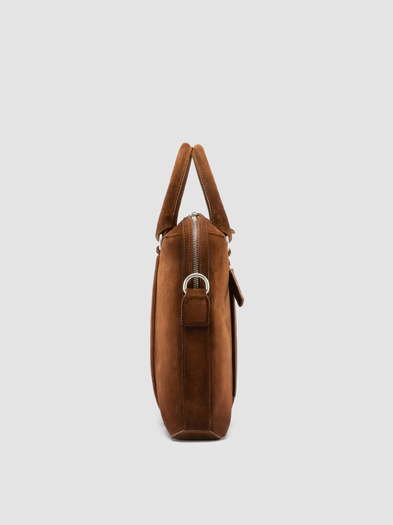 QUENTIN 019 - Brown Suede Briefcase