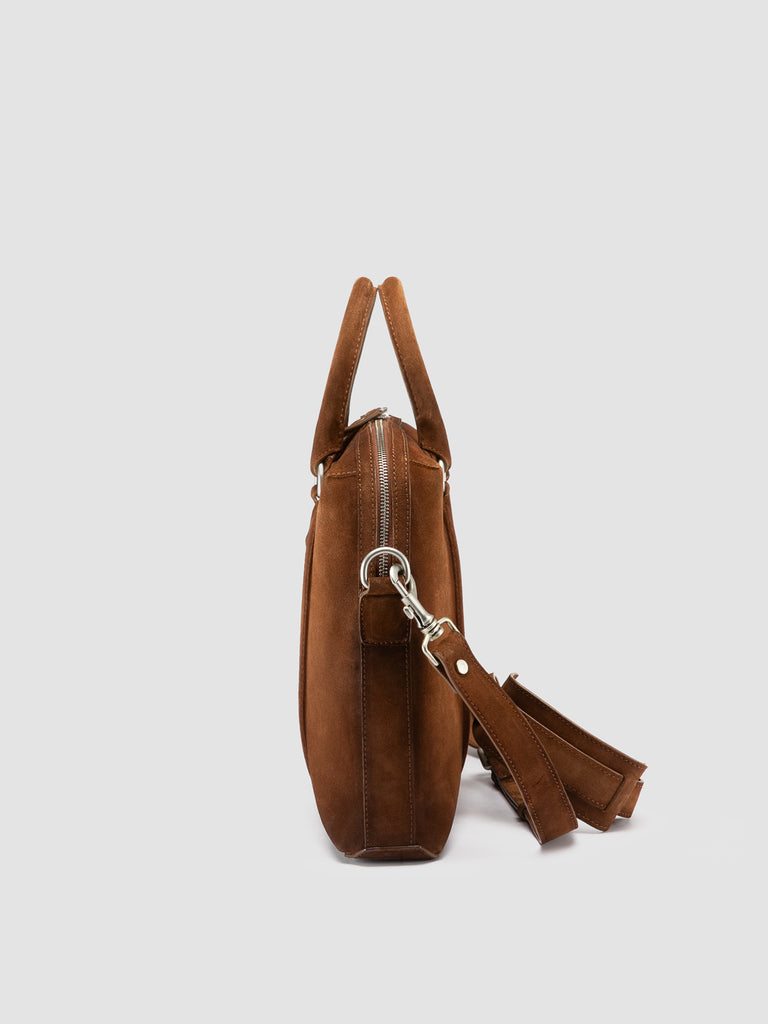 QUENTIN 019 - Brown Suede Briefcase