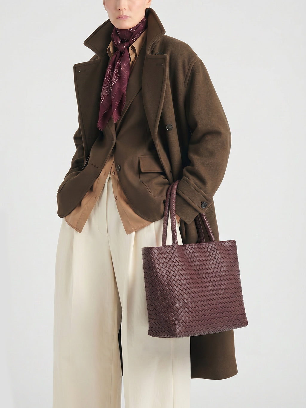 RAQUEL 001 - Burgundy Leather Shoulder Bag - image 2,side view