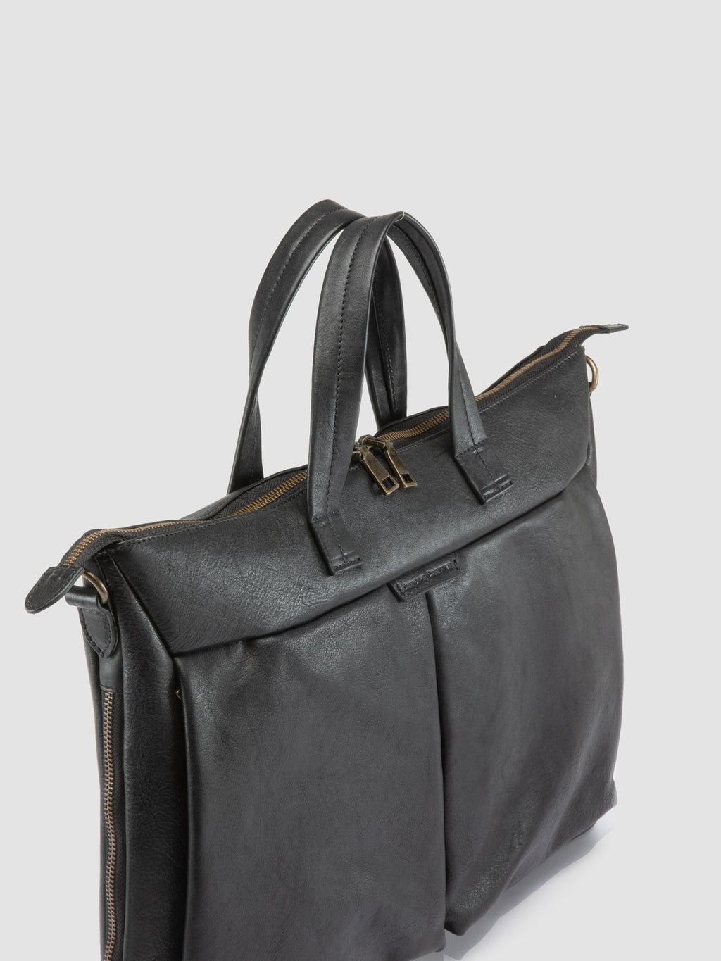 HELMET 046 - Black Leather Briefcase - image 2,side view
