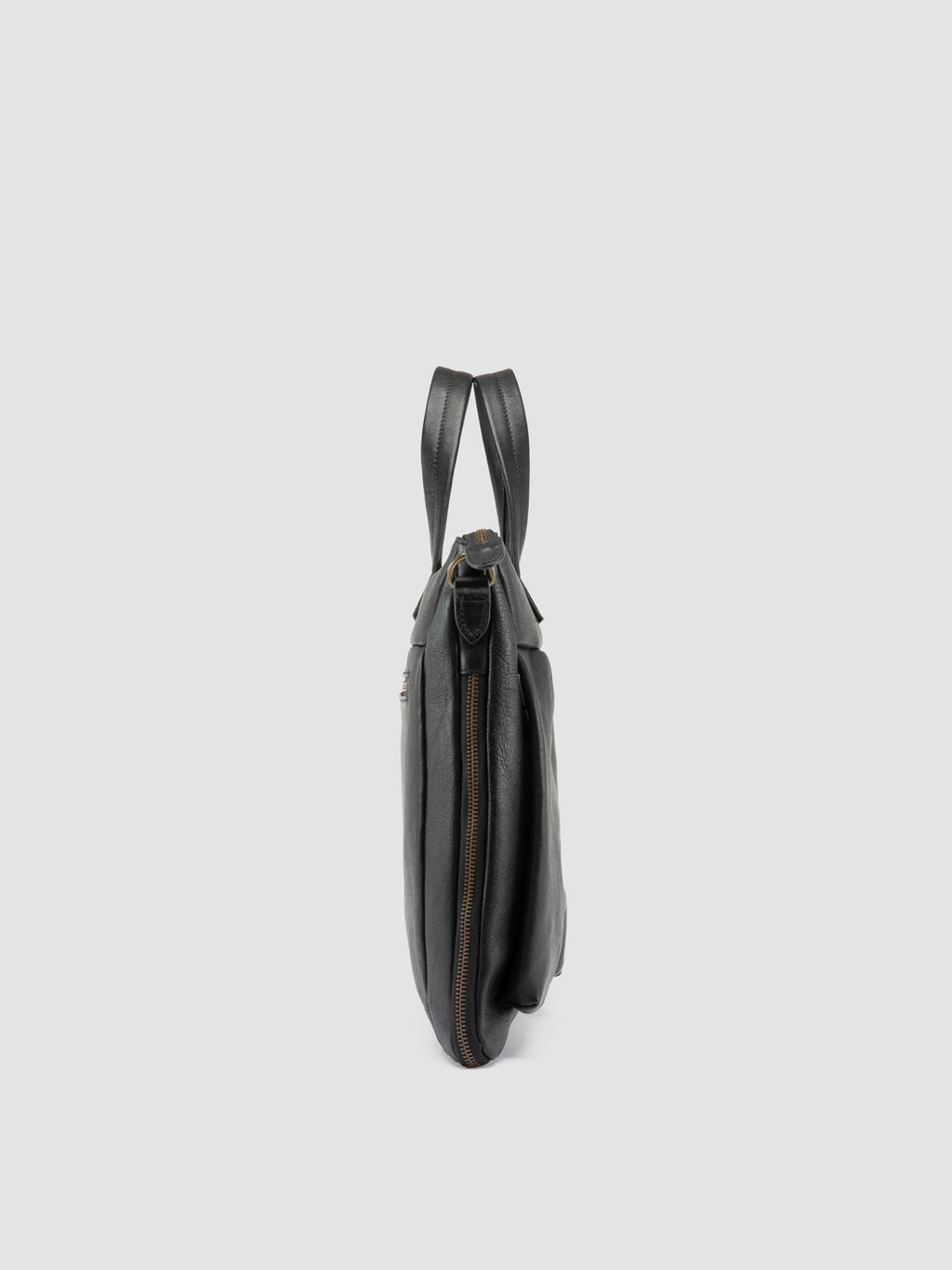 HELMET 046 - Black Leather Briefcase - image 3,side view