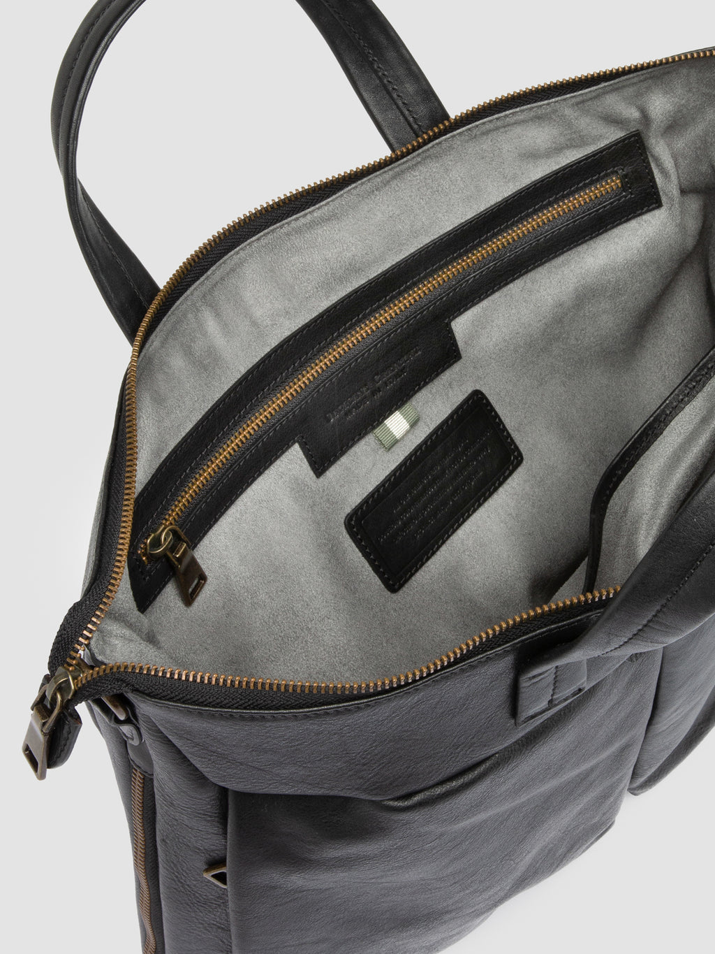 HELMET 046 - Black Leather Briefcase - image 6,side view