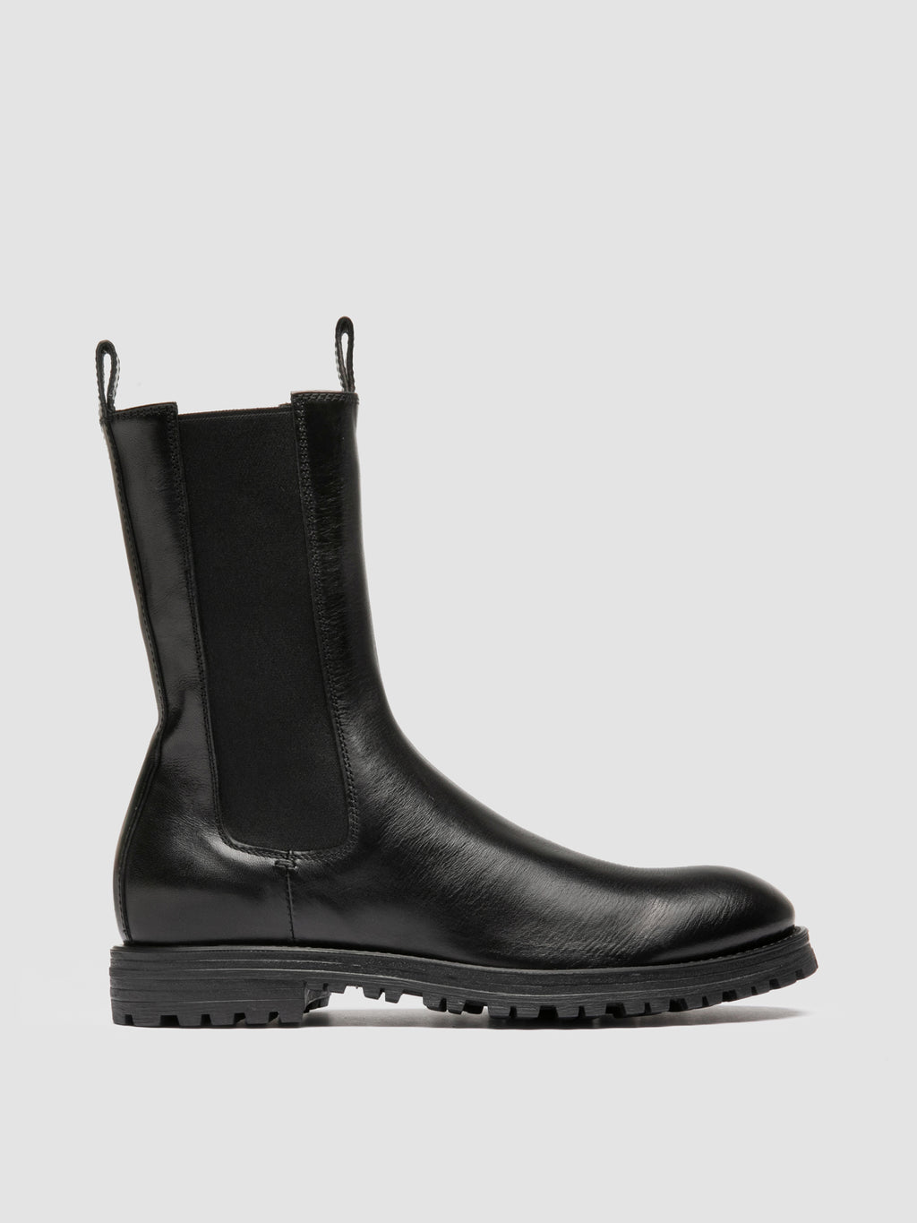 HESSAY RUBBER 008 - Black Leather Chelsea Boots