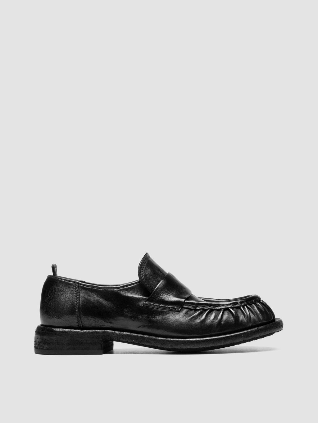 RUGGED 123_W - Black Leather Penny Loafers - image 1,side view