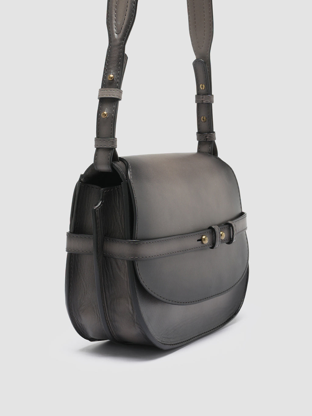 SADDLE 011 - Grey Leather Crossbody Bag