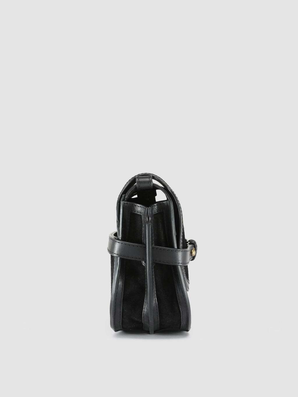 SADDLE 011 - Black Leather and Suede Crossbody Bag