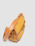 SADDLE 011 - Brown Linen and Leather Crossbody Bag