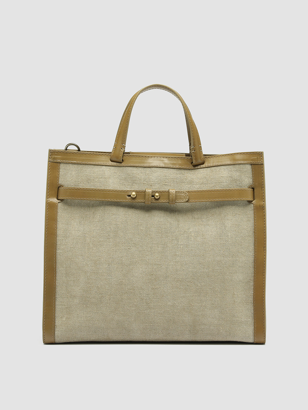 SADDLE 015 - Beige Leather and Linen Handle Bag