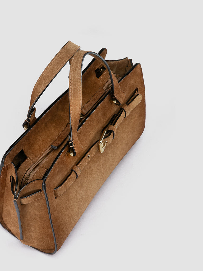 SADDLE 019 - Brown Suede Handle Bag