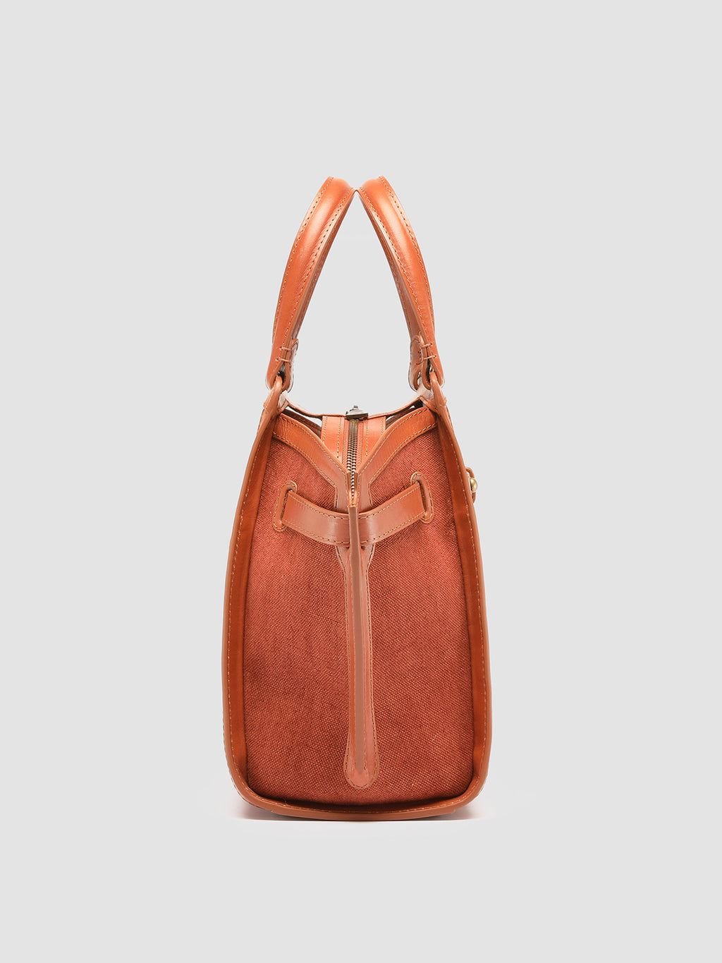 SADDLE 07 - Brown Leather and Linen Handle Bag