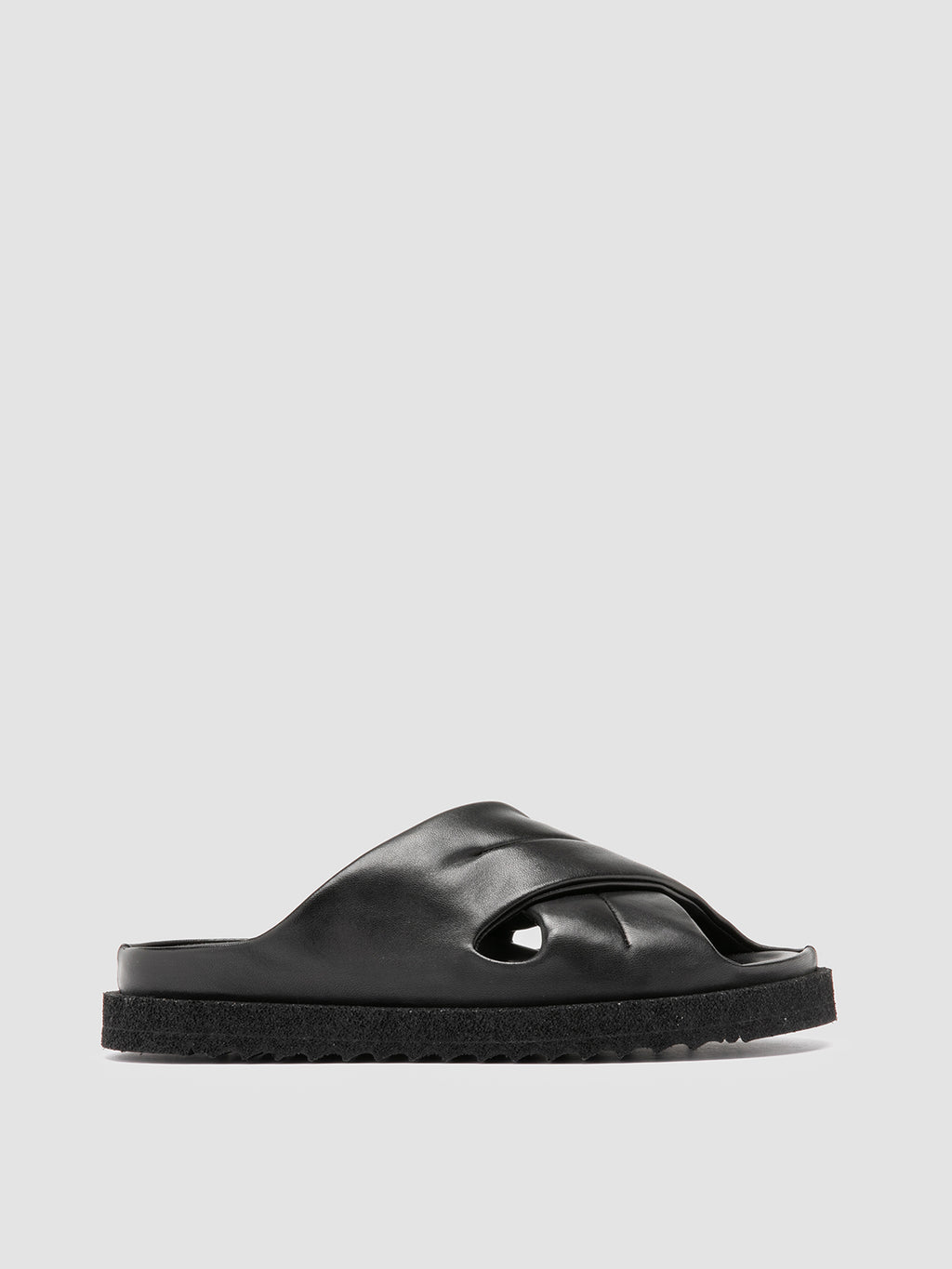 SANDS 103 - Black Leather Slide Sandals