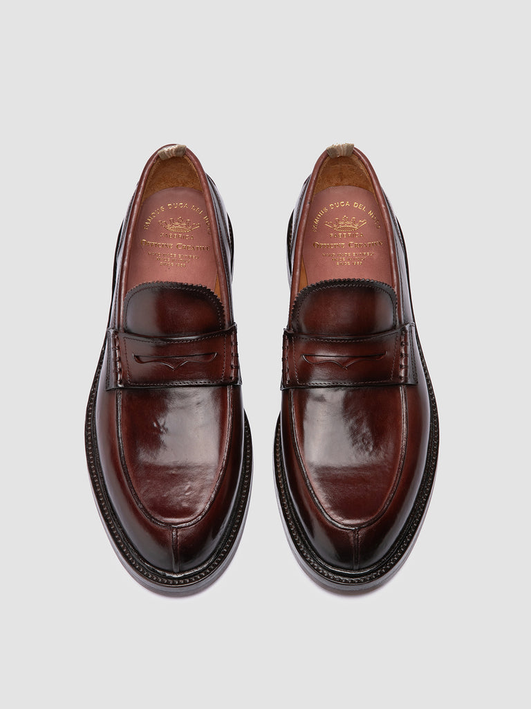 SAX FLEXI 001 - Burgundy Leather Penny Loafers