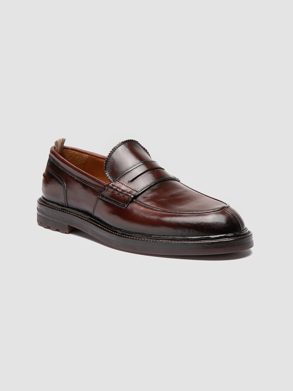 SAX FLEXI 001 - Burgundy Leather Penny Loafers