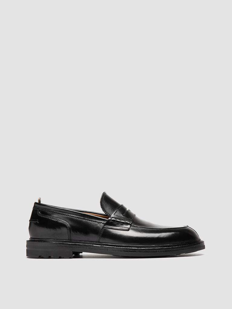 SAX FLEXI 001 - Black Leather Penny Loafers