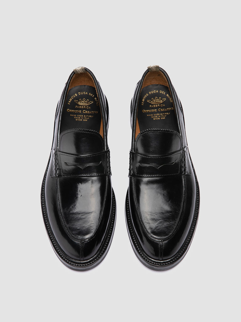 SAX FLEXI 001 - Black Leather Penny Loafers