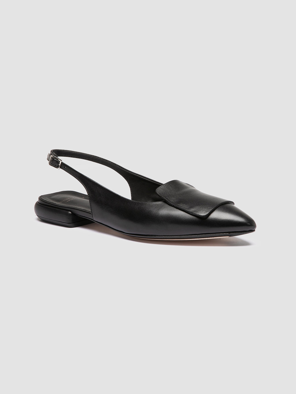 SUE 007 - Black Leather Slingback Sandals