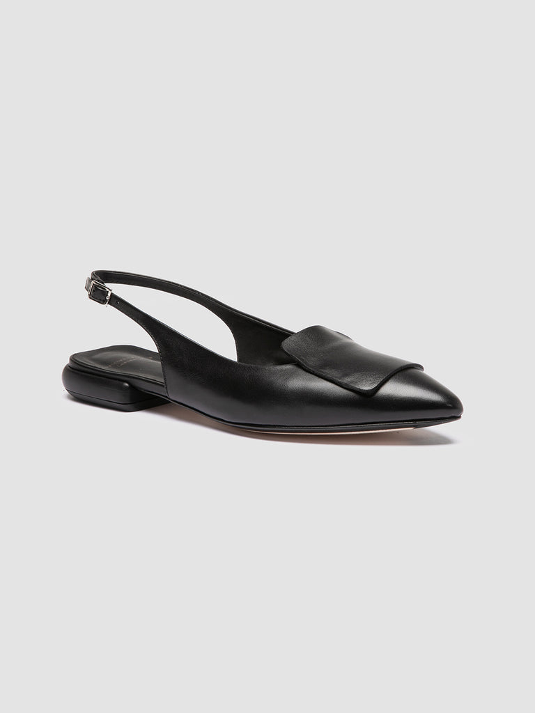 SUE 007 - Black Leather Slingback Sandals