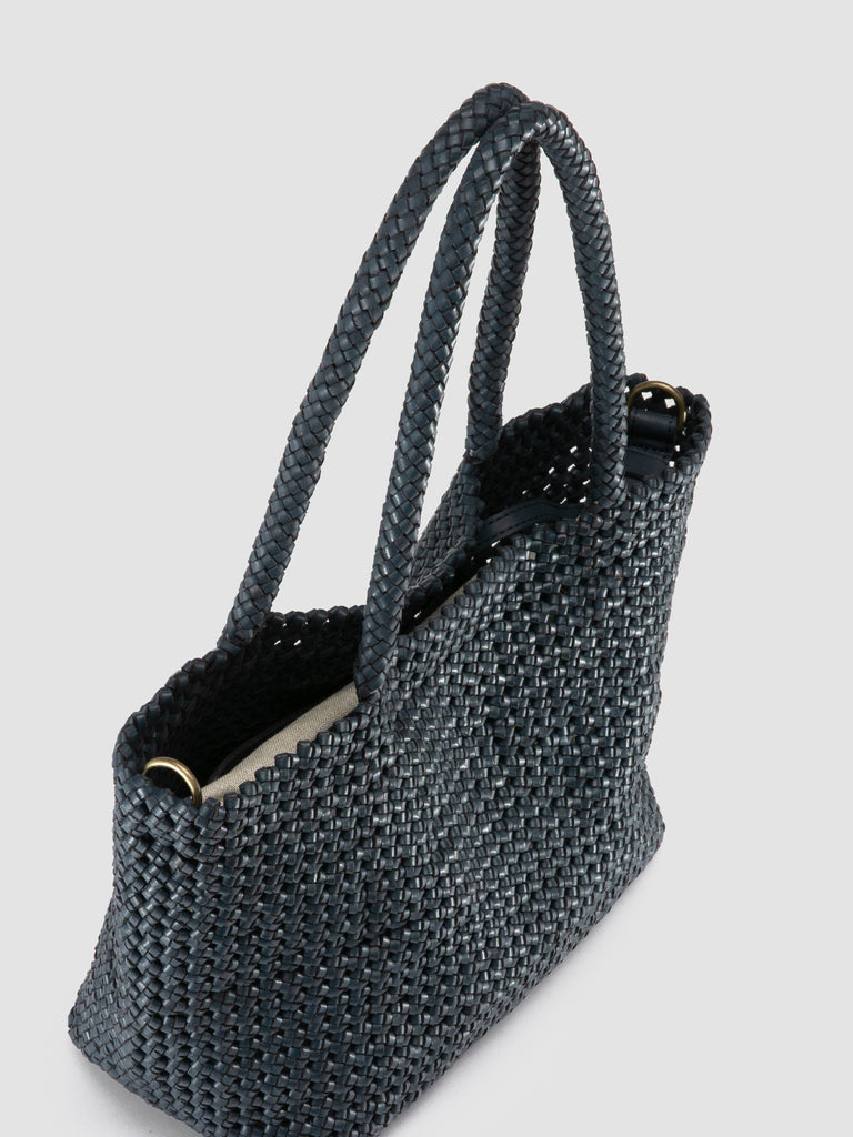 SUSAN 09 - Blue Woven Leather Shoulder Bag