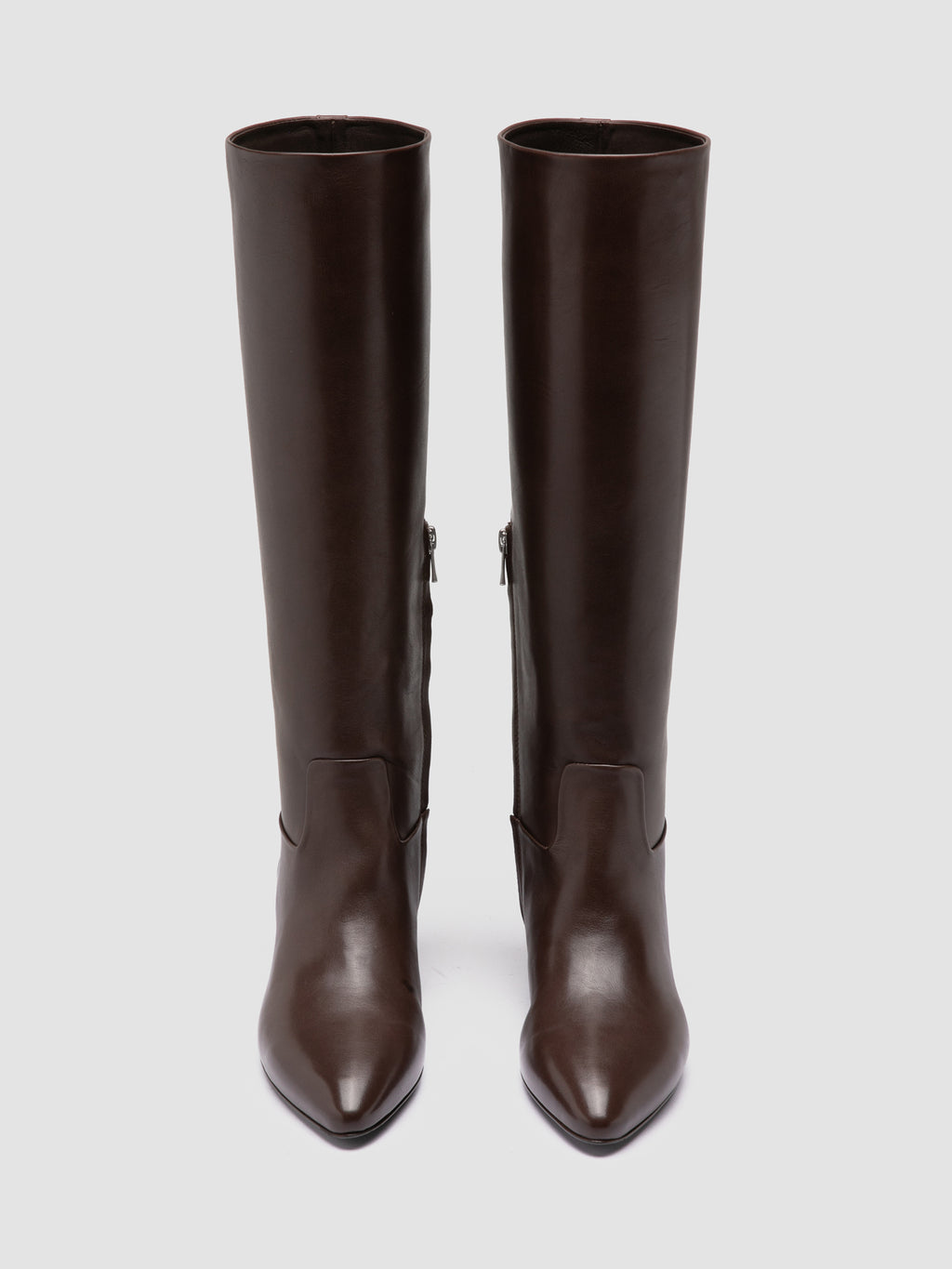 SUZY 006 - Brown Leather Zipped Boots - image 2,side view