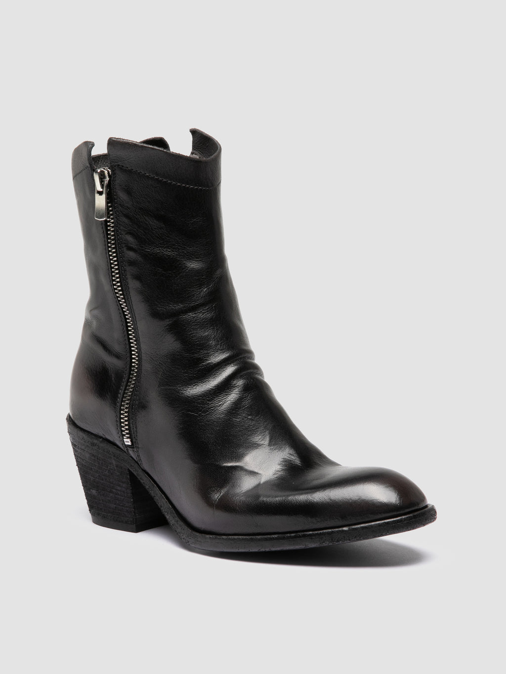 SYDNE 018 - Black Leather Zipped Boots