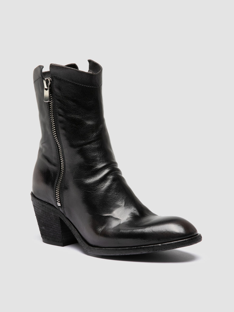 SYDNE 018 - Black Leather Zipped Boots