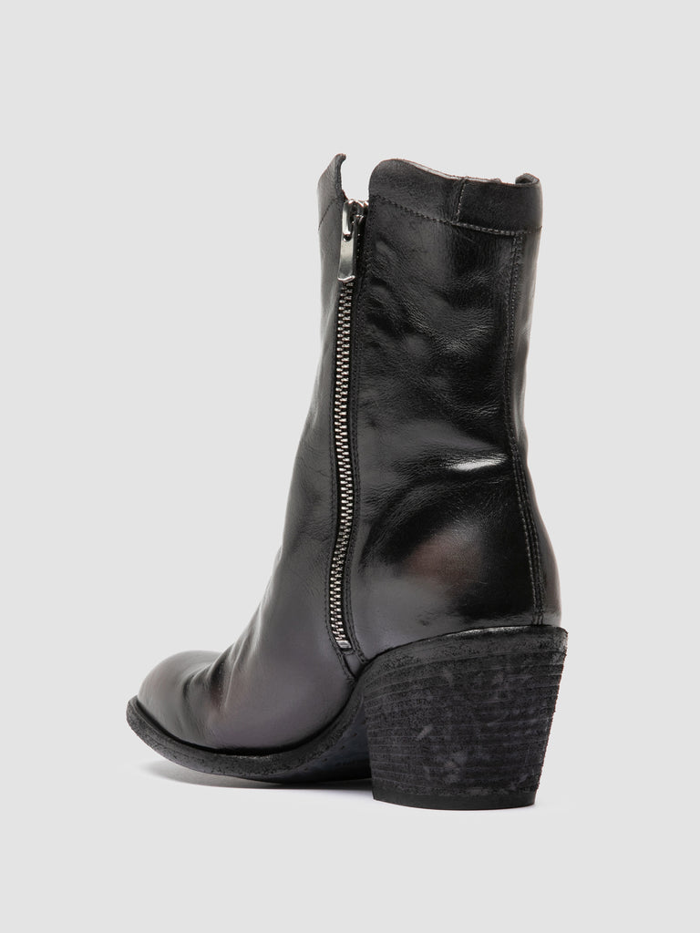 SYDNE 018 - Black Leather Zipped Boots