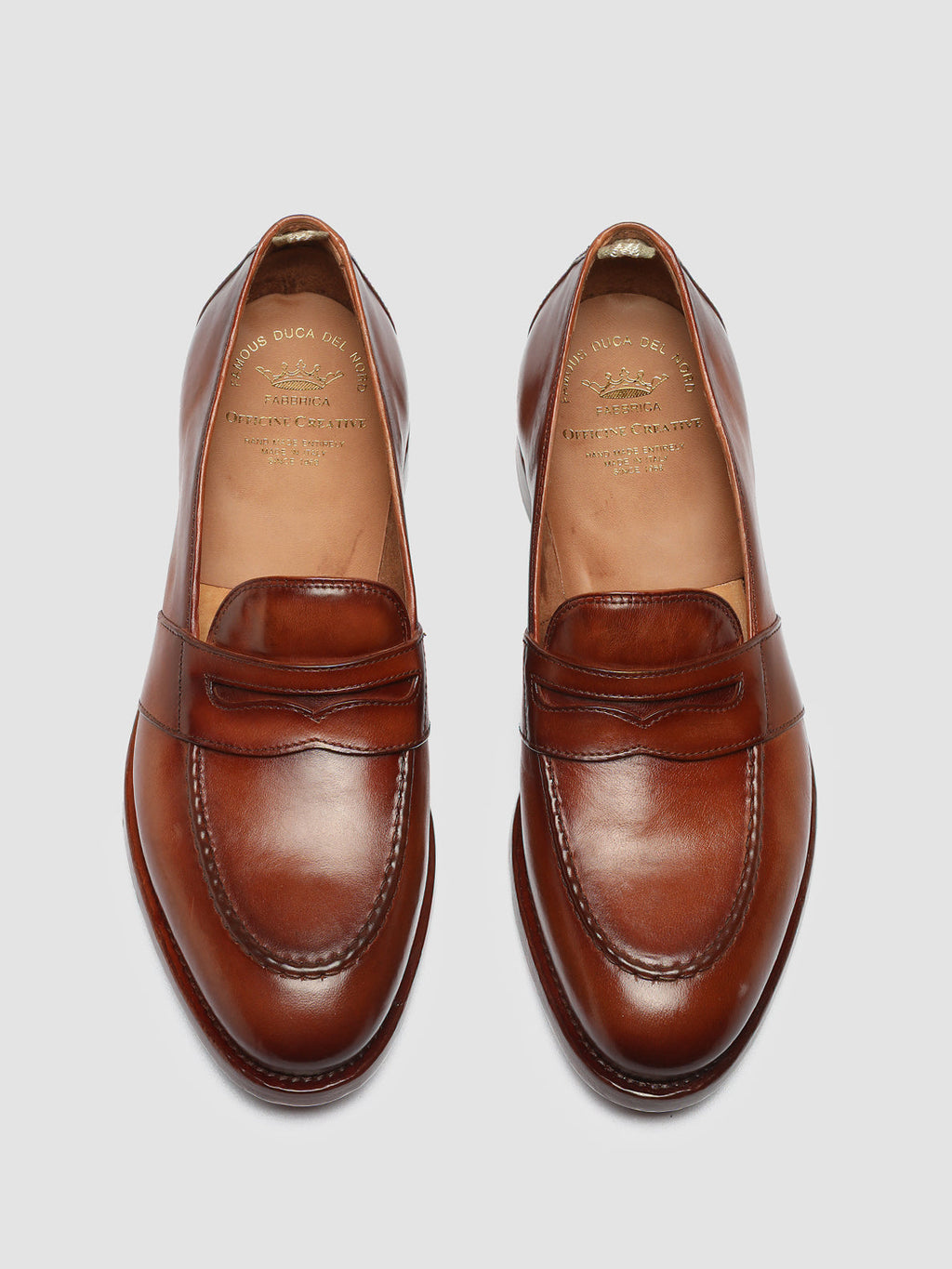 TEMPLE 016 - Brown Leather Penny Loafers - image 2,side view
