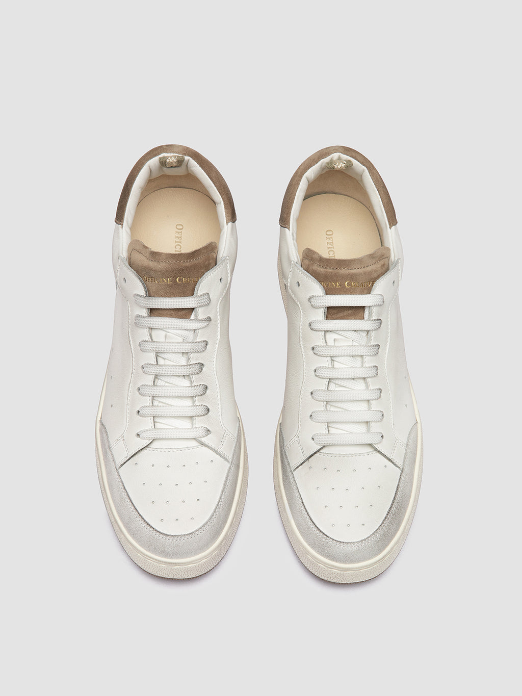 THE ANSWER 001 - Sneaker in Pelle e Pelle Scamosciata Bianca - image 2,side view