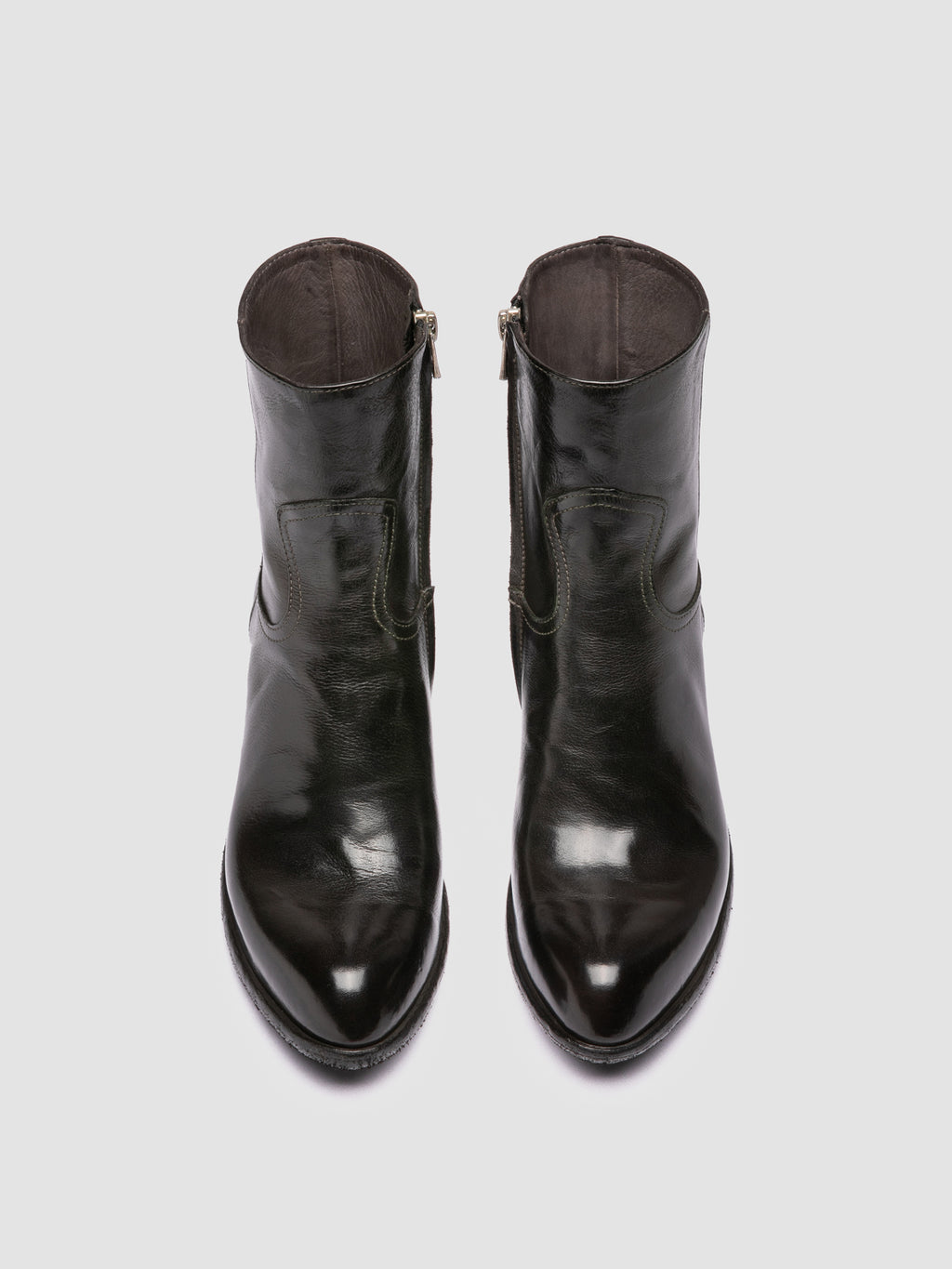 WADE 003 - Grey Leather Zipped Boots