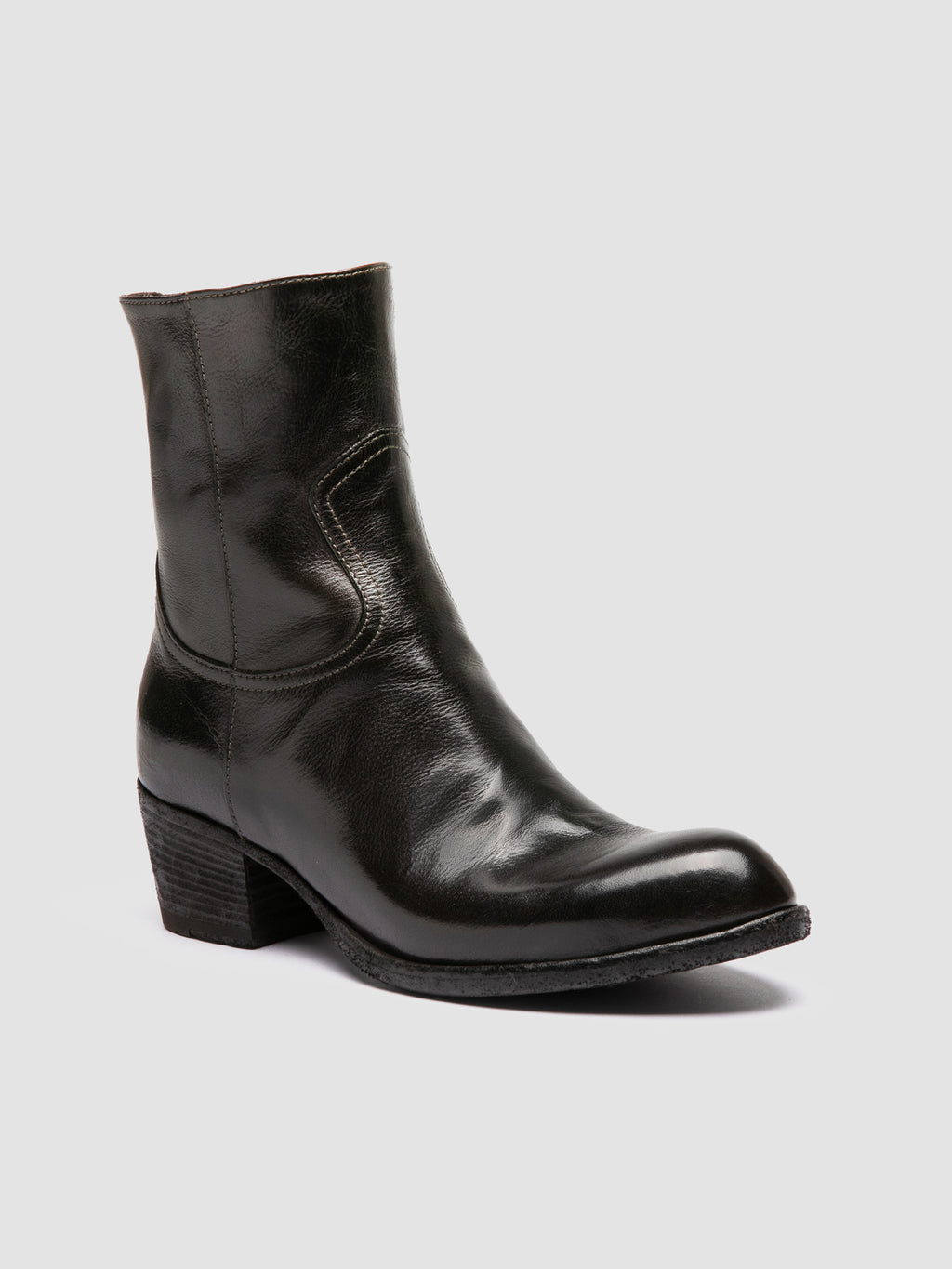 WADE 003 - Grey Leather Zipped Boots