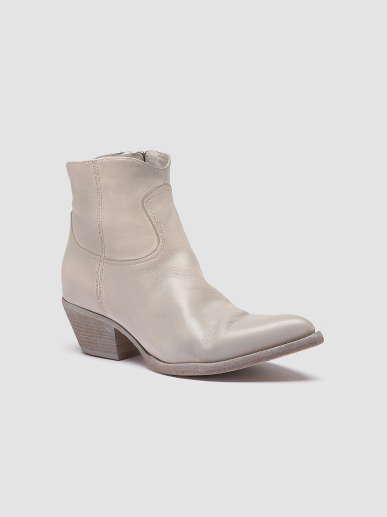WANDA DD 103 - Off White Leather Zip Boots