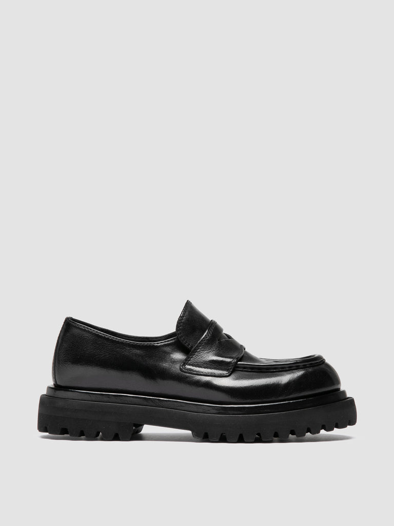 WISAL DD 101 - Black Leather Penny Loafers