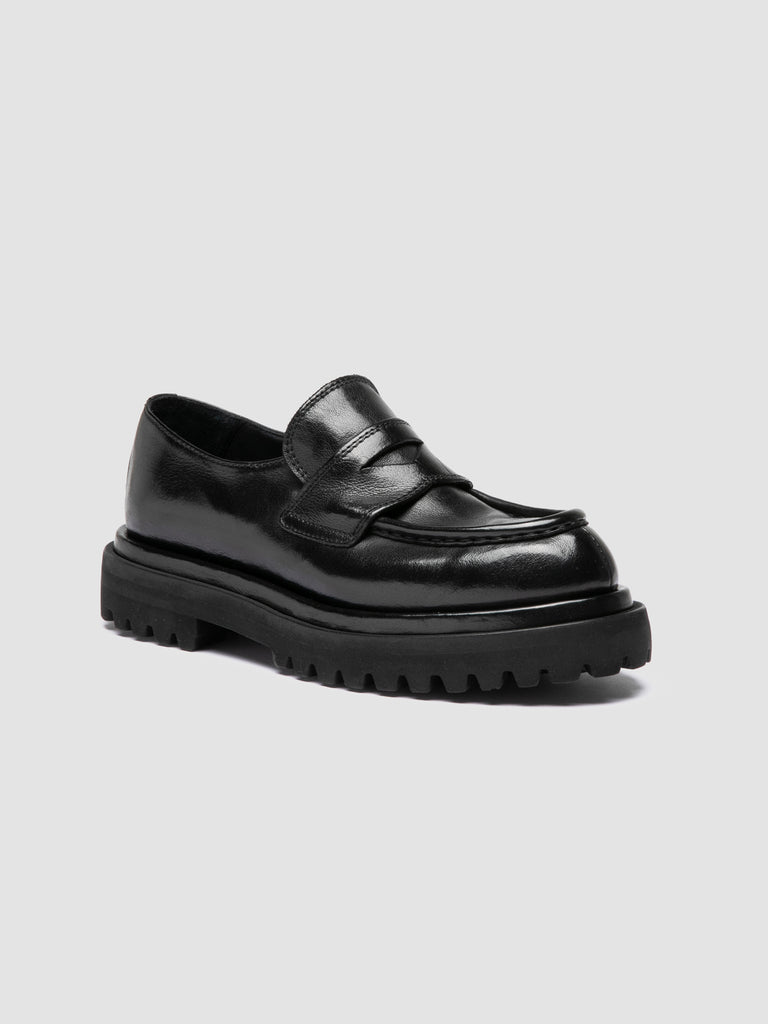WISAL DD 101 - Black Leather Penny Loafers