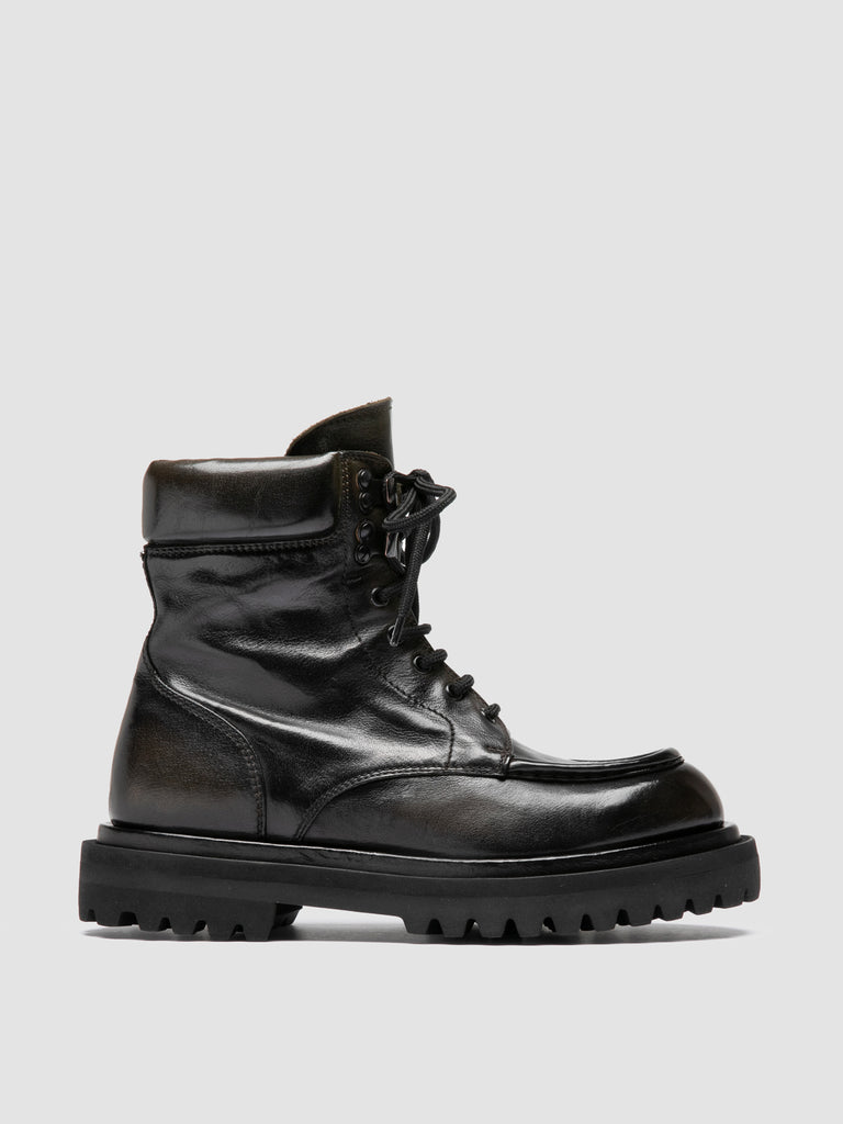 WISAL DD 126 - Dark Green Leather Lace-Up Boots