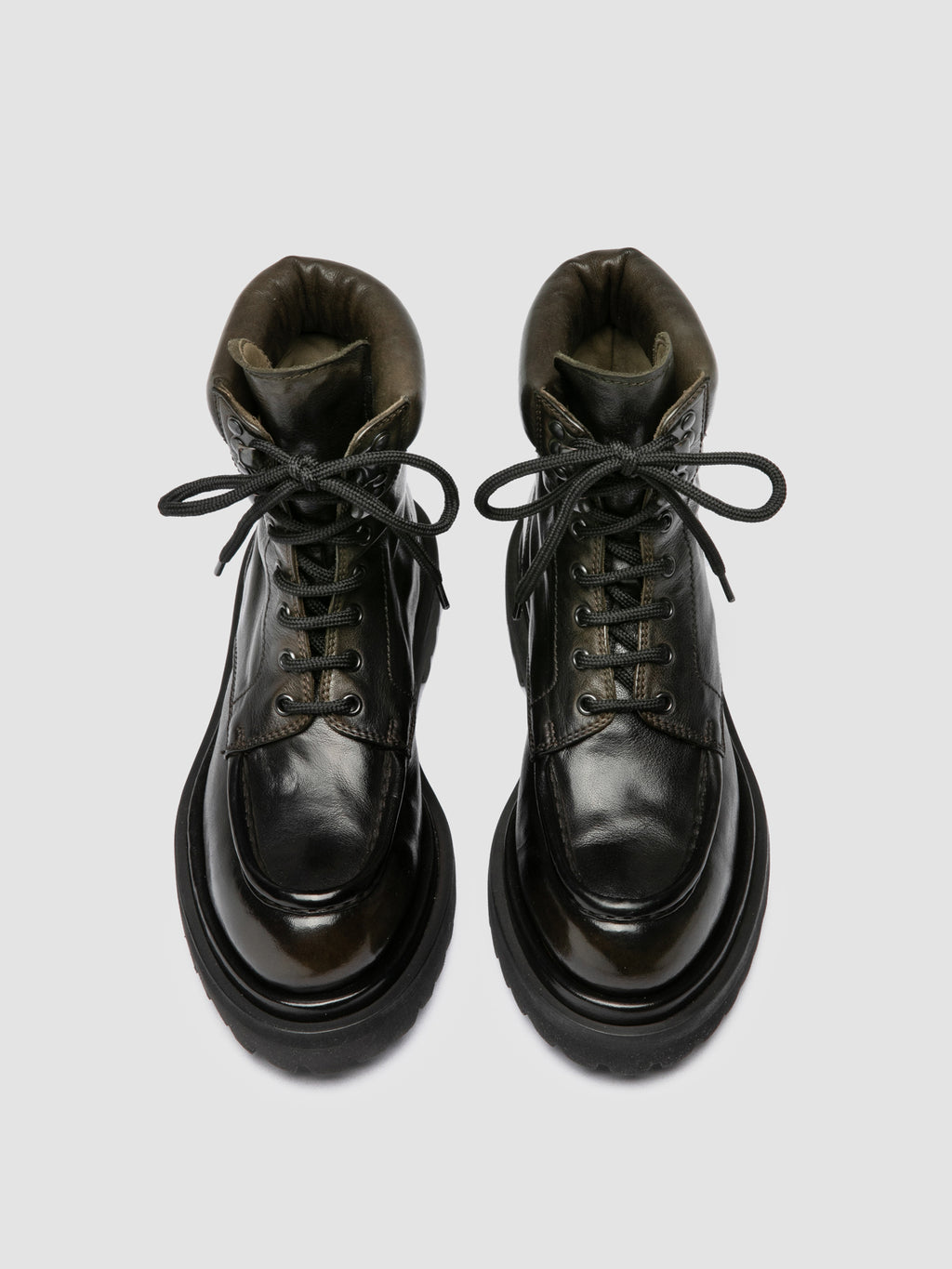 WISAL DD 126 - Dark Green Leather Lace-Up Boots