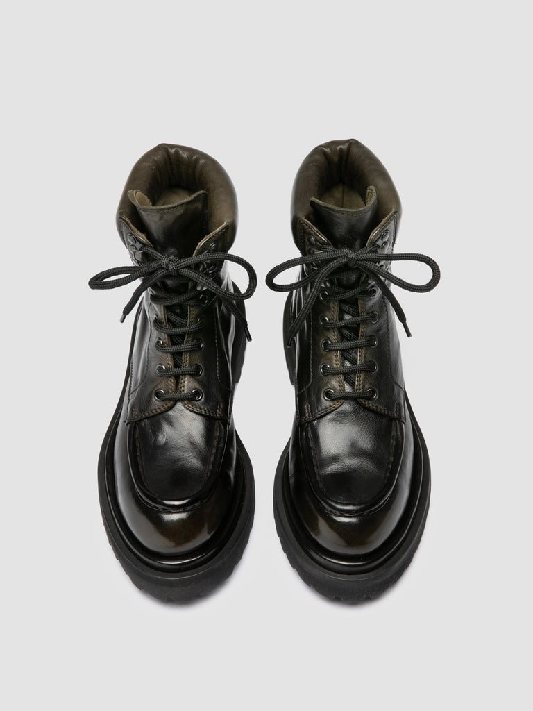 WISAL DD 126 - Dark Green Leather Lace-Up Boots