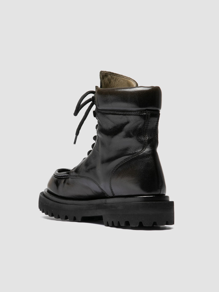 WISAL DD 126 - Dark Green Leather Lace-Up Boots
