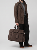 BOSTONIAN 001 - Borsa Weekender in Pelle Scamosciata Marrone - thumb image 2,side view