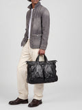 HELMET 046 - Black Leather Briefcase - thumb image 2,side view