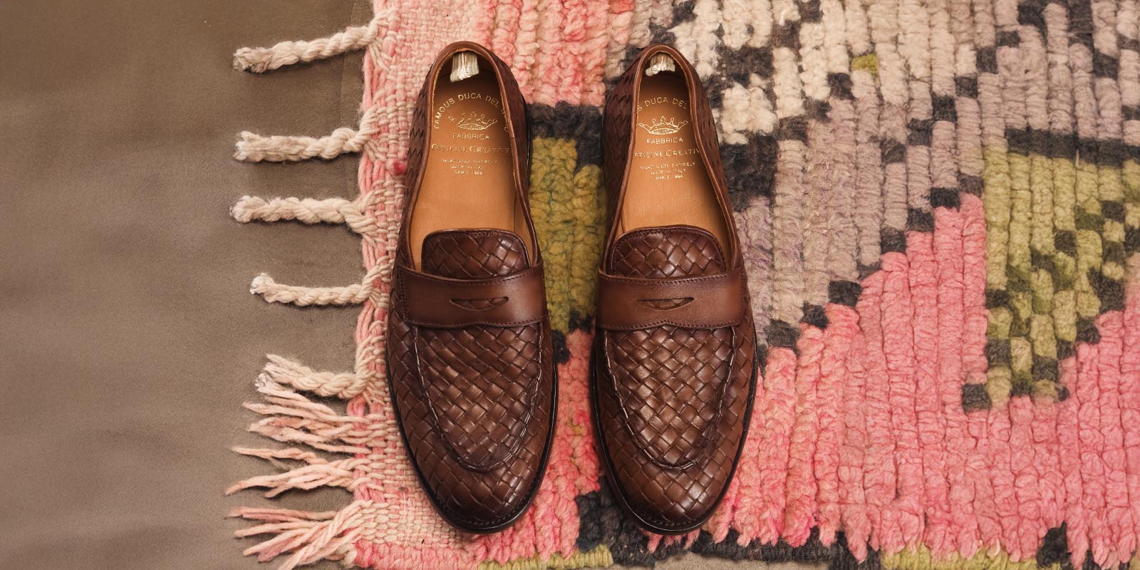 OFFICINE CREATIVE - Brown woven leather loafers