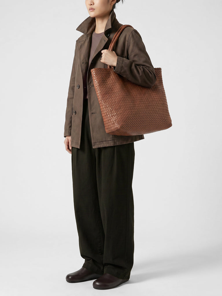 RAQUEL 002 - Brown Leather Shoulder Bag-hover