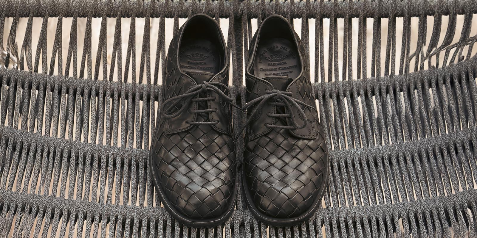 OFFICINE CREATIVE - Men's woven leather derby shoes