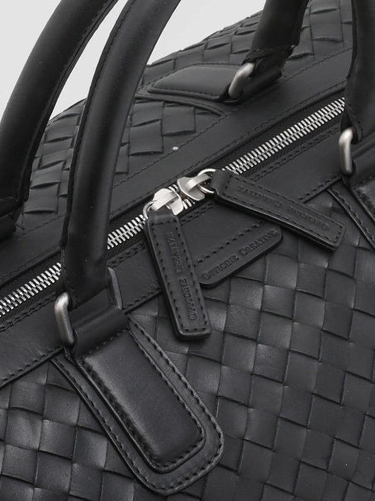 ARMOR 01 - Black Woven Leather Weekender