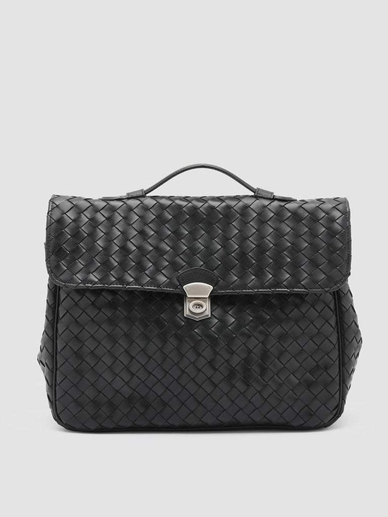 ARMOR 02 - Black Woven Leather Briefcase