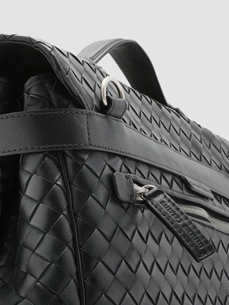 ARMOR 02 - Black Woven Leather Briefcase