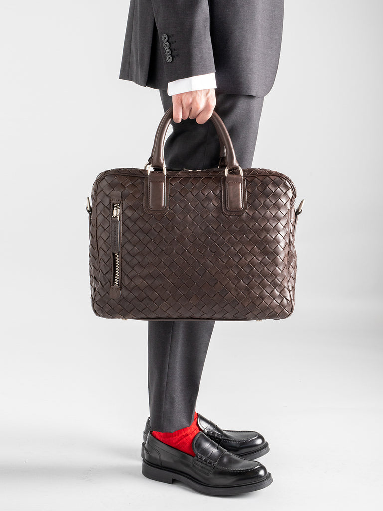 ARMOR 011 - Brown Woven Leather Bag  Officine Creative - 5