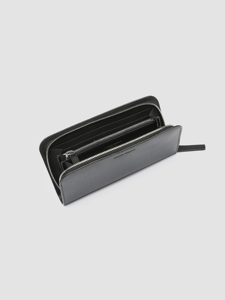 BERGE’ 01 - Black Zip Around Leather Wallet